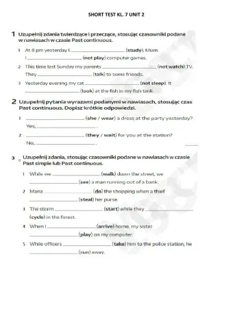 Grammar test Brainy 7 unit 2