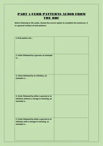 Verb patterns game from a bbc audio