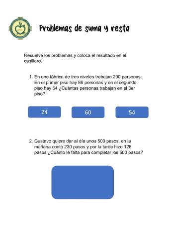 Problemas de suma y resta para 2do grado