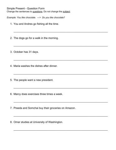 Simple Present Question Form