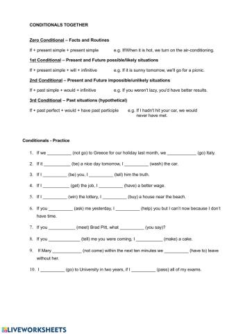 Conditional Senteces 1 2 and 3