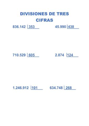 DIVISIONES DE TRES CIFRAS