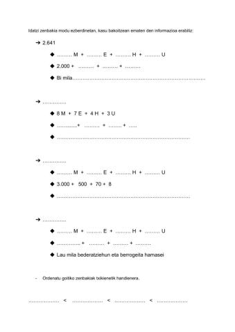 Idatzi zenbakiak modu desberdinetan