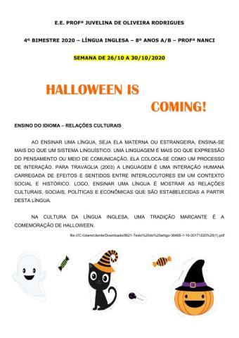 Halloween is coming! 8º ano Juvelina