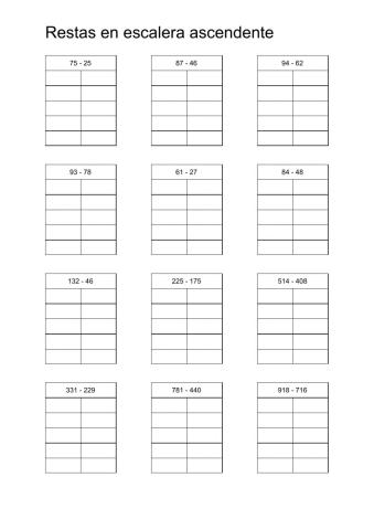 Resta en escalera ascendente