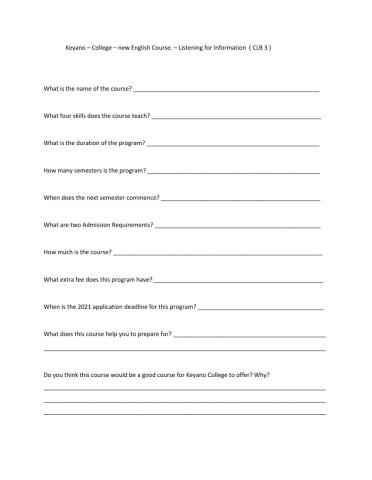 Listening about a course