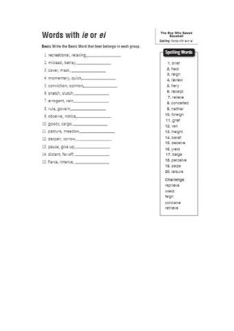 Lesson 6 ie and ei words