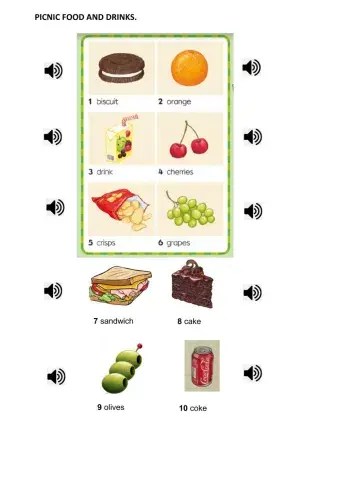 Picnic food and drinks