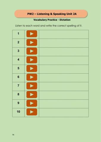 Spelling Test - Dictation (PW2-LS-U2A)