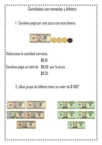 Monedas y billetes.