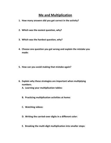 Multiplication metacognition
