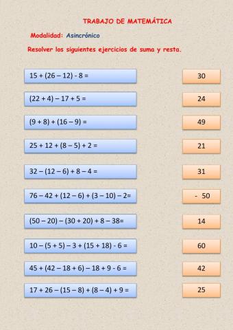 Suma y resta de números enteros con paréntesis