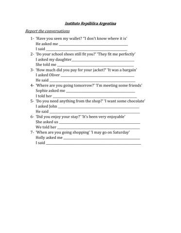 Reported speech Qs and answers