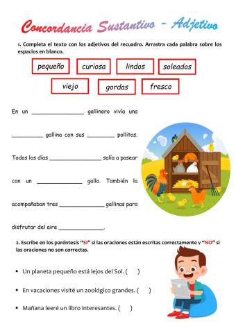 Concordancia entre sustantivo - adjetivo