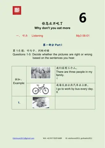 HSK 2 Workbook Listening Unit 6