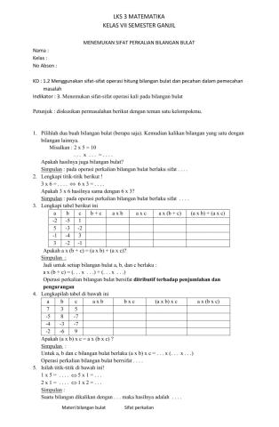 Sifat perkalian bilangan bulat
