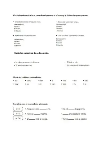 Demostrativos, posesivos y acentuación
