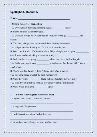Spotlight 8. Module 2e
