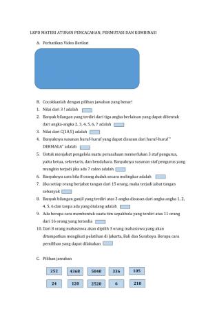 Permutasi dan Kombinasi