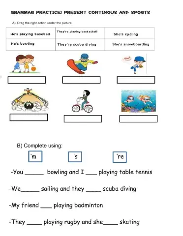 Sports and present continous