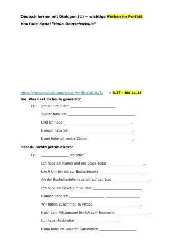 Deutsch lernen mit Dialogen - Perfekt