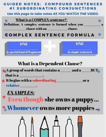 Complex Sentences GUIDED NOTES -1