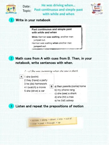 Past continuous and simple past with while and when