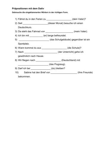 Präpositionen mit Dativ
