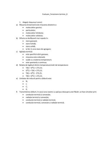 Evaluare-Fenomene termice