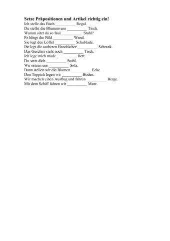 Präpositionen mit Dativ und Akkusativ
