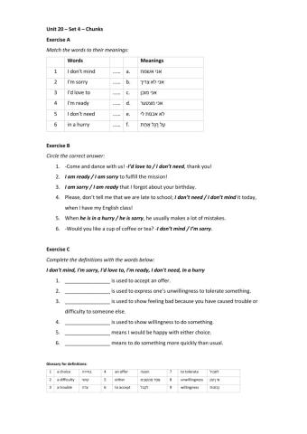 Band 1 (Core 1) - Unit 20 - Set 4
