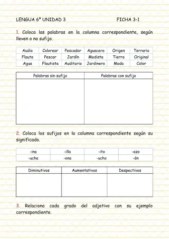 Ficha 3-1 Lengua 6º