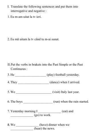 Past Simple and Past Continuous