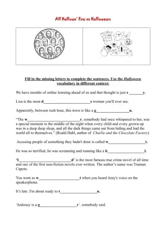 Halloween vocabulary in different context