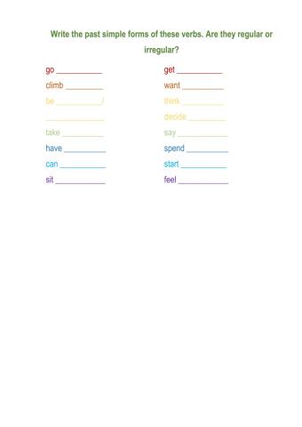 Regular and irregular verbs