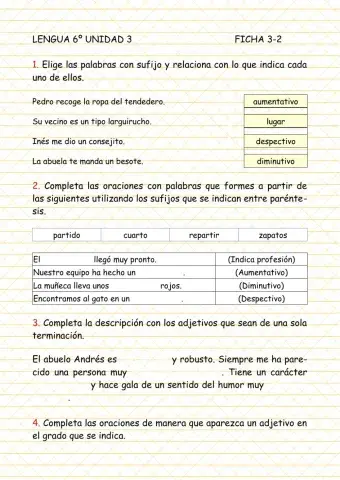 Ficha 3-2 Lengua 6º
