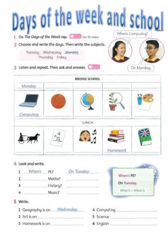 Days of the week and School