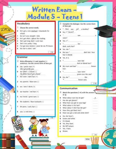 TEST - Module 5 (HAVE GOT - HAVEN'T GOT - HAS GOT - HASN'T GOT - CLOTHES) - TEENS 1 - October