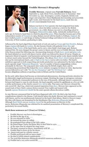 Freddie Mercury's biography