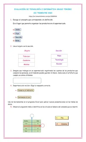Evaluación III Trim Tecnología Informática Grado Tercero