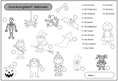 Halloween Vocabulary (German)