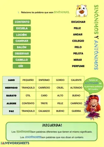 Sinonimos y antónimos