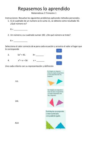Repaso Trimestre 1 Matemáticas 3