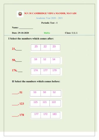 Periodic test 1 - Maths