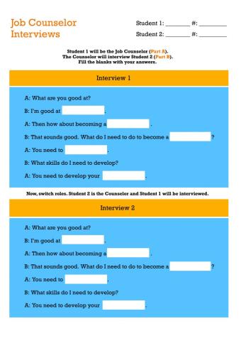 Job Counselor Roleplay