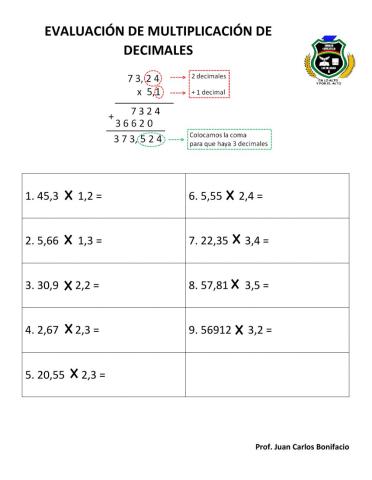 Multiplicación de decimales