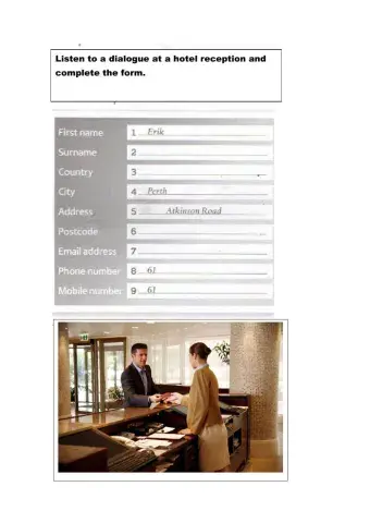 At the hotel reception