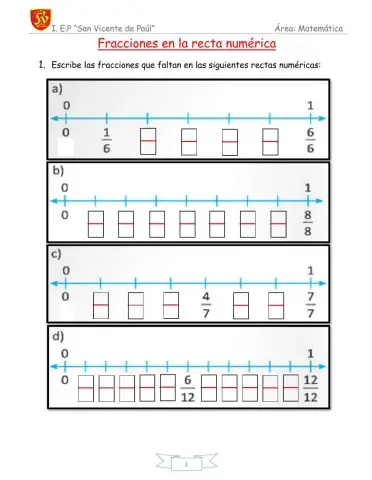 Fracciones en la recta numérica