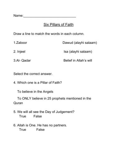 Six Pillars of Faith
