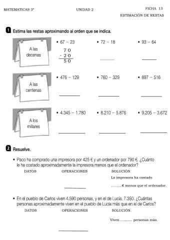 Calculo estimado restas